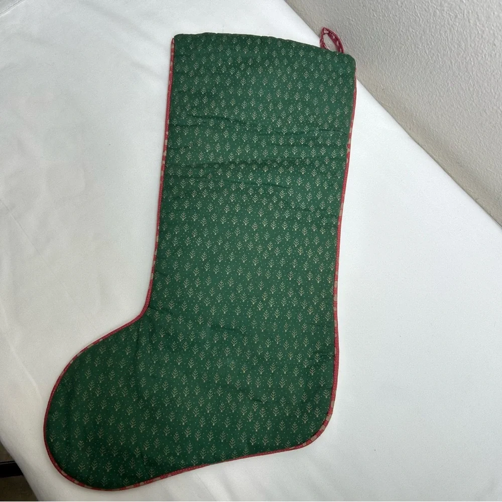 Vintage Handmade 3D Quilted Grandmacore‎ Country House Santa & Reindeer Stocking